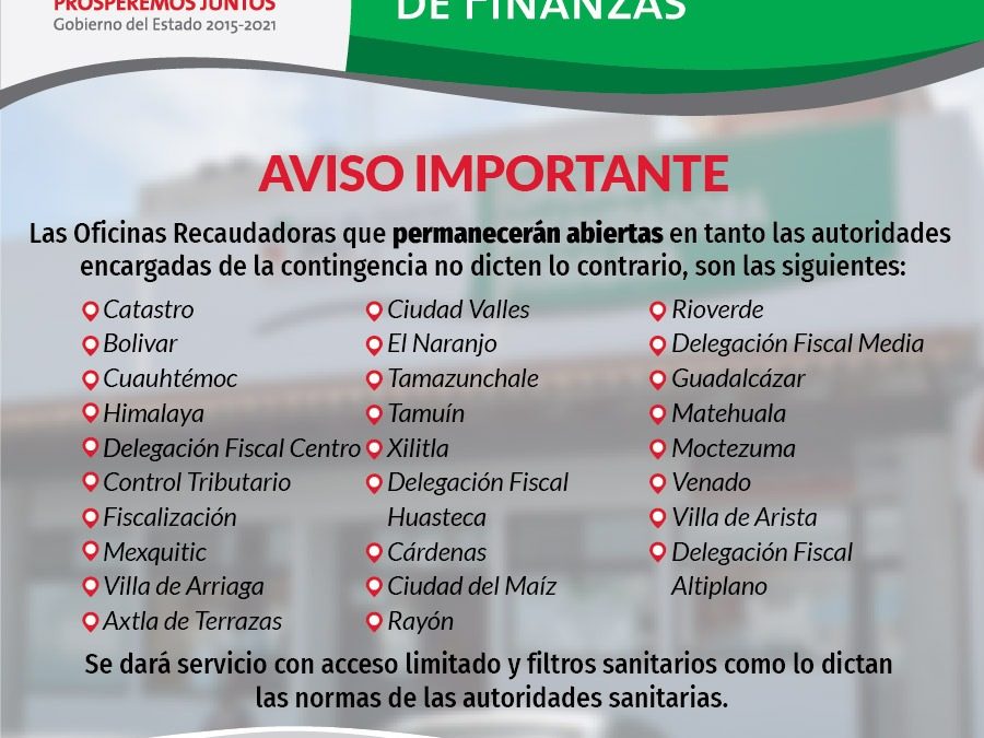 COMO MEDIDA PREVENTIVA, SE CERRARÁN ALGUNAS OFICINAS RECAUDADORAS: SEFIN.