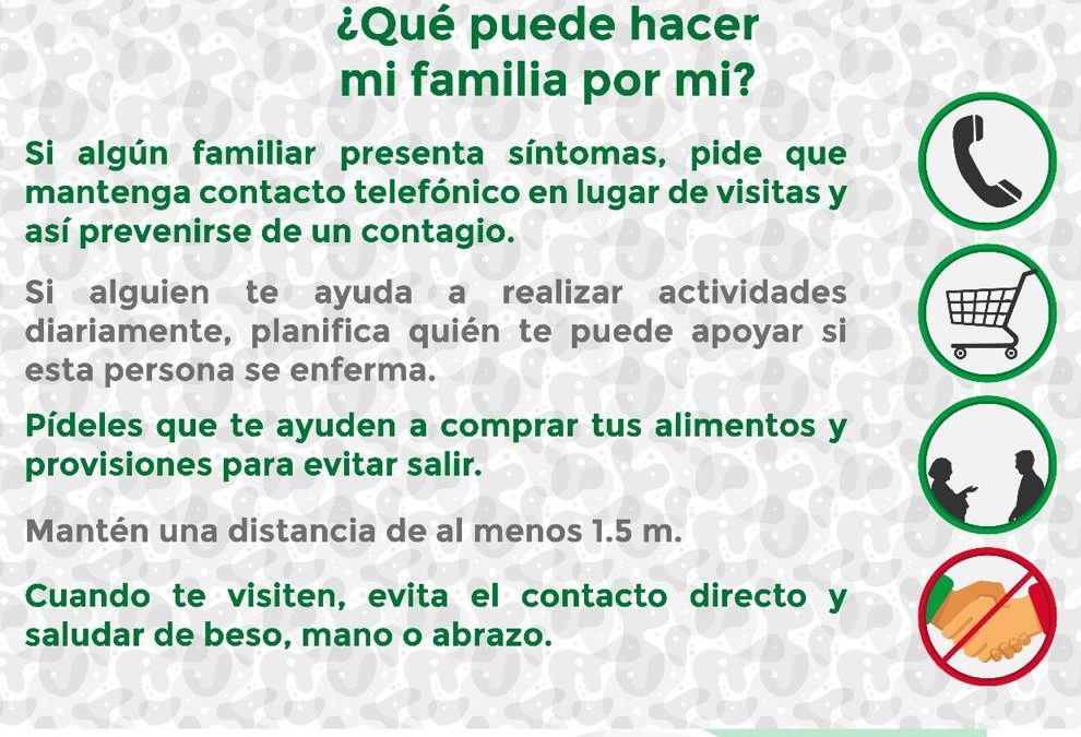 SS EMITE RECOMENDACIONES PARA PREVENIR CONTAGIO DE COVID-19 EN LAS Y LOS ADULTOS MAYORES.