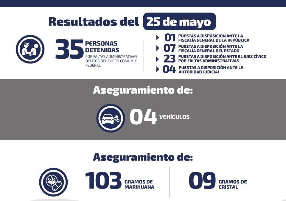 35 DETENIDOS EN LA ÚLTIMAS HORAS POR DIVERSOS DELITOS.