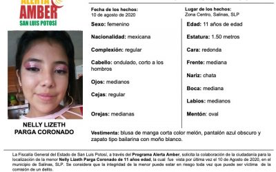 FISCALÍA ACTIVA ALERTA AMBER PARA LOCALIZAR A NIÑA DE 11 AÑOS DE EDAD EN SALINAS