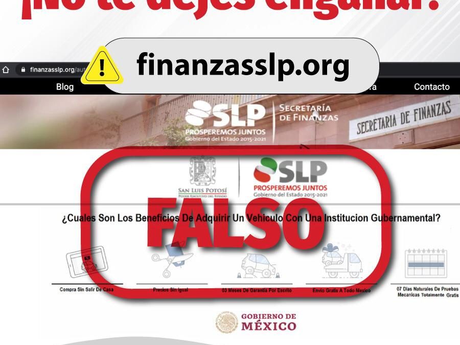 DENUNCIA SECRETARÍA DE FINANZAS FALSO PORTAL WEB DE SUBASTAS.