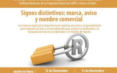 INVITA COPOCYT AL TALLER EN LÍNEA:“SIGNOS DISTINTIVOS: MARCA, AVISO Y NOMBRE COMERCIAL”