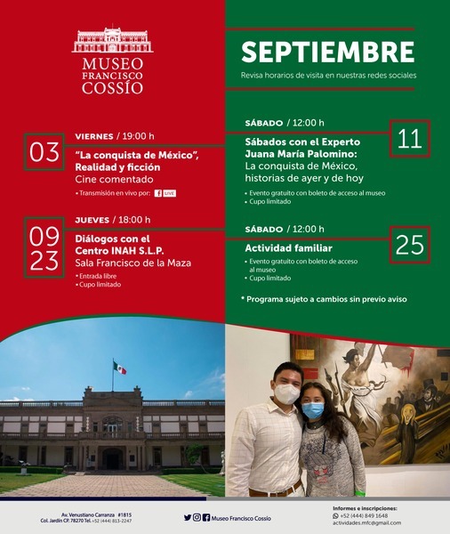 PROMUEVE SECULT ACTIVIDADES EN EL MUSEO COSSÍO DURANTE SEPTIEMBRE