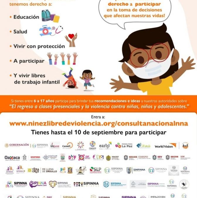 INVITA SIPINNA A PARTICIPAR EN LA CONSULTA NACIONAL PARA CONOCER LA VOZ DE LA NIÑEZ EN LA PANDEMIA