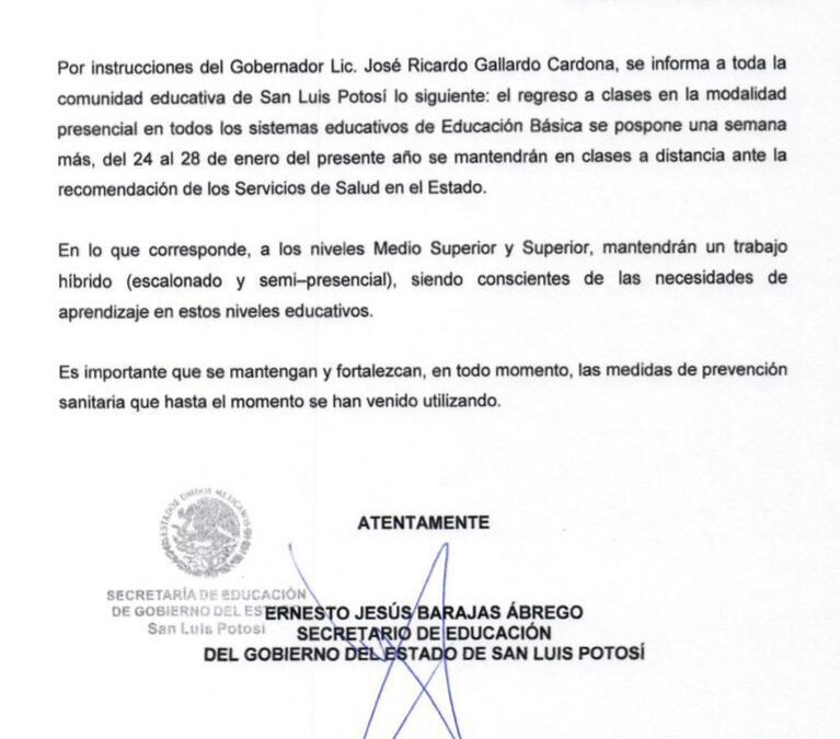 EDUCACIÓN BÁSICA MANTENDRÁ UNA SEMANA MÁS CLASES A DISTANCIA