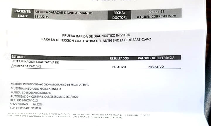 ALCALDE ANUNCIA RESULTADO POSITIVO EN PRUEBA DE COVID