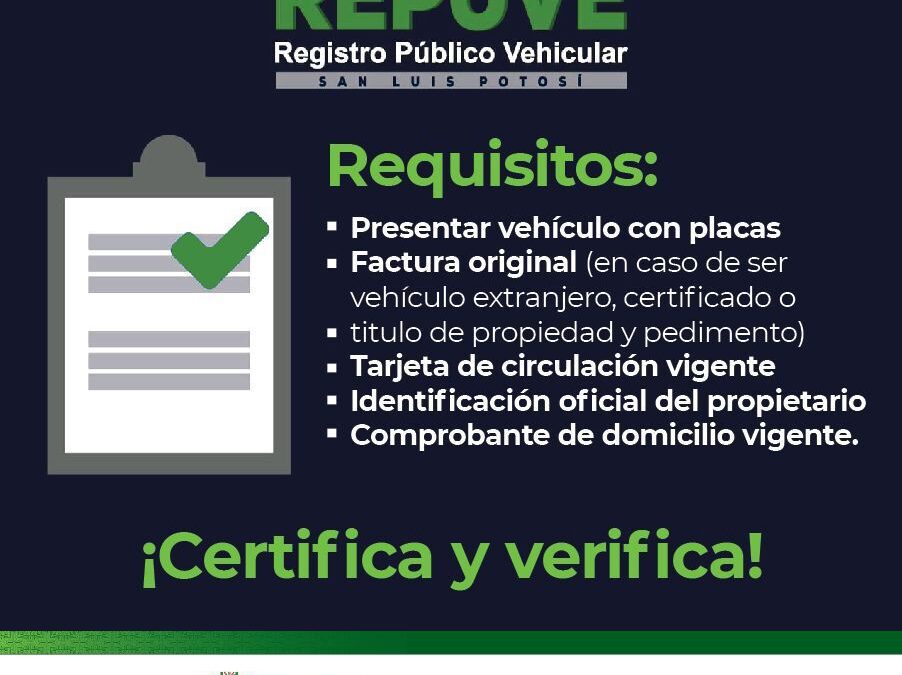 REGISTRO PÚBLICO VEHICULAR, FUNDAMENTAL PARA GARANTIZAR LA SEGURIDAD PATRIMONIAL DE POTOSINOS