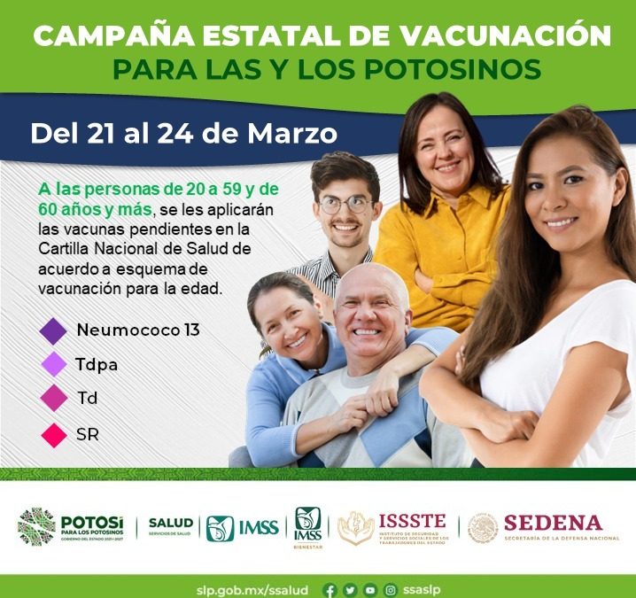 LLEVARÁN A CABO CAMPAÑA ESTATAL DE VACUNACIÓN DEL 21 AL 24 DE MARZO.