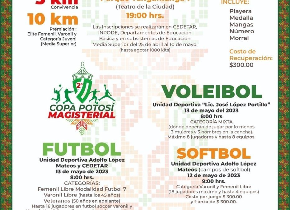 ANUNCIA SEGE, JORNADA DEPORTIVA PARA FESTEJAR EL DÍA DEL MAESTRO