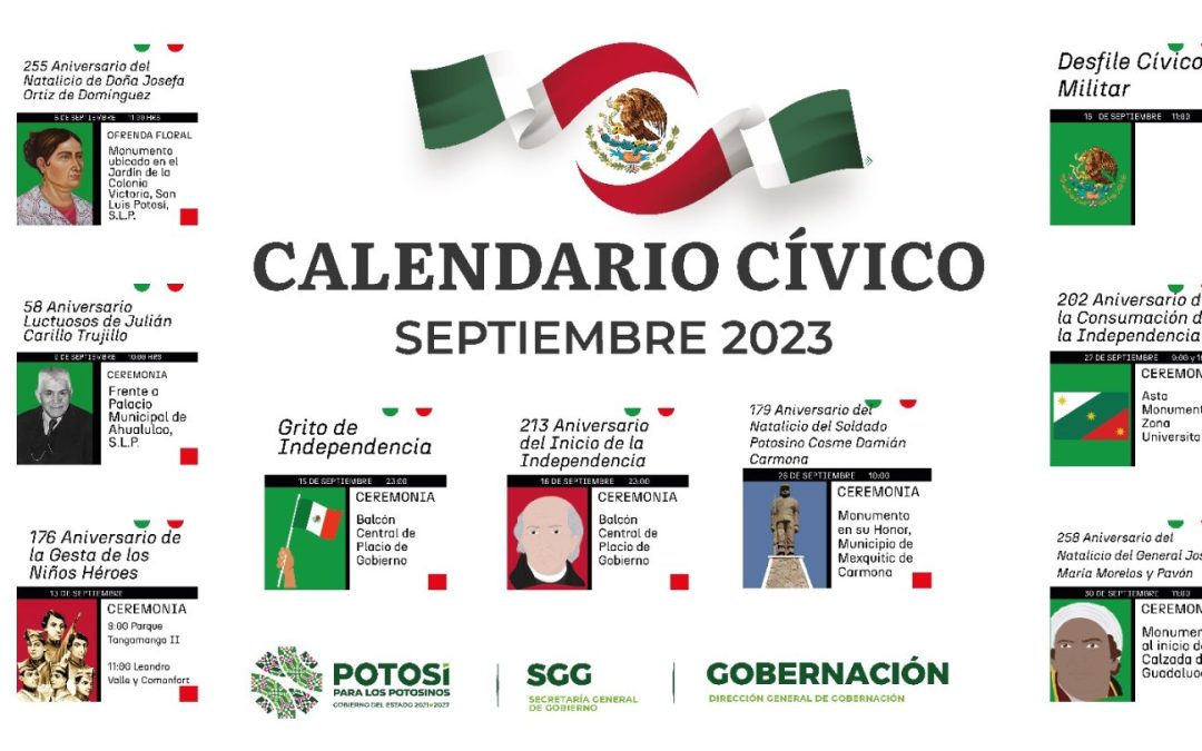 GOBIERNO ESTATAL ANUNCIA CALENDARIO CÍVICO DEL MES PATRIO.