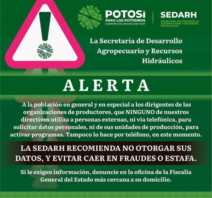 SEDARH ALERTA FALSOS GESTORES DE APOYOS PARA EL CAMPO 