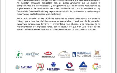 CELEBRA ALIANZA EMPRESARIAL LA PROPUESTA DE APLAZAR LAENTRADA EN VIGOR DEL IMPUESTO AMBIENTAL