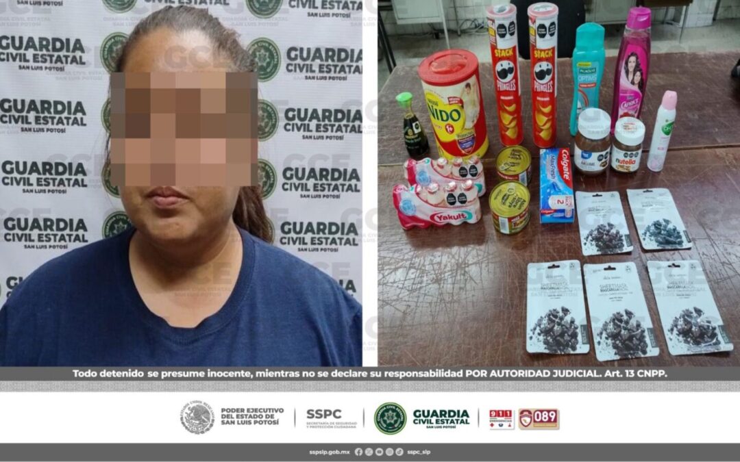 GUARDIA CIVIL ESTATAL DETIENE A MUJER POR PRESUNTO ROBO DE MERCANCÍA DE UN SUPERMERCADO