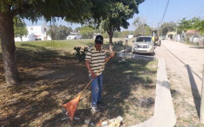 LIMPIAN Y CHAPOLEAN ÁREAS VERDES A ORILLAS DE LA AVENIDA PEDRO A. SANTOS EN DIRECCIÓN AL ESTE