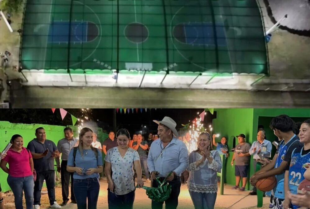 EL PRESIDENTE MARCELINO BAUTISTA INAUGURÓ LA OBRA DE CONSTRUCCIÓN DEL TECHADO DE LA CANCHA DE BASQUETBOL DE ESTADIO TAMUÍN