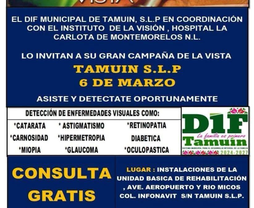 EL SMDIF DE TAMUÍN INVITA A SU CAMPAÑA DE SALUD VISUAL